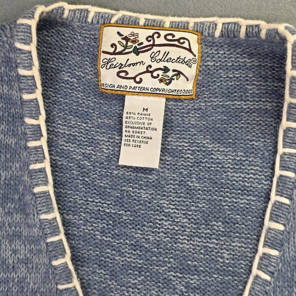 Vintage Heirloom Collectibles Sweater Vest Women M Blue Zip Penguin Ugly Holiday - Picture 3 of 10